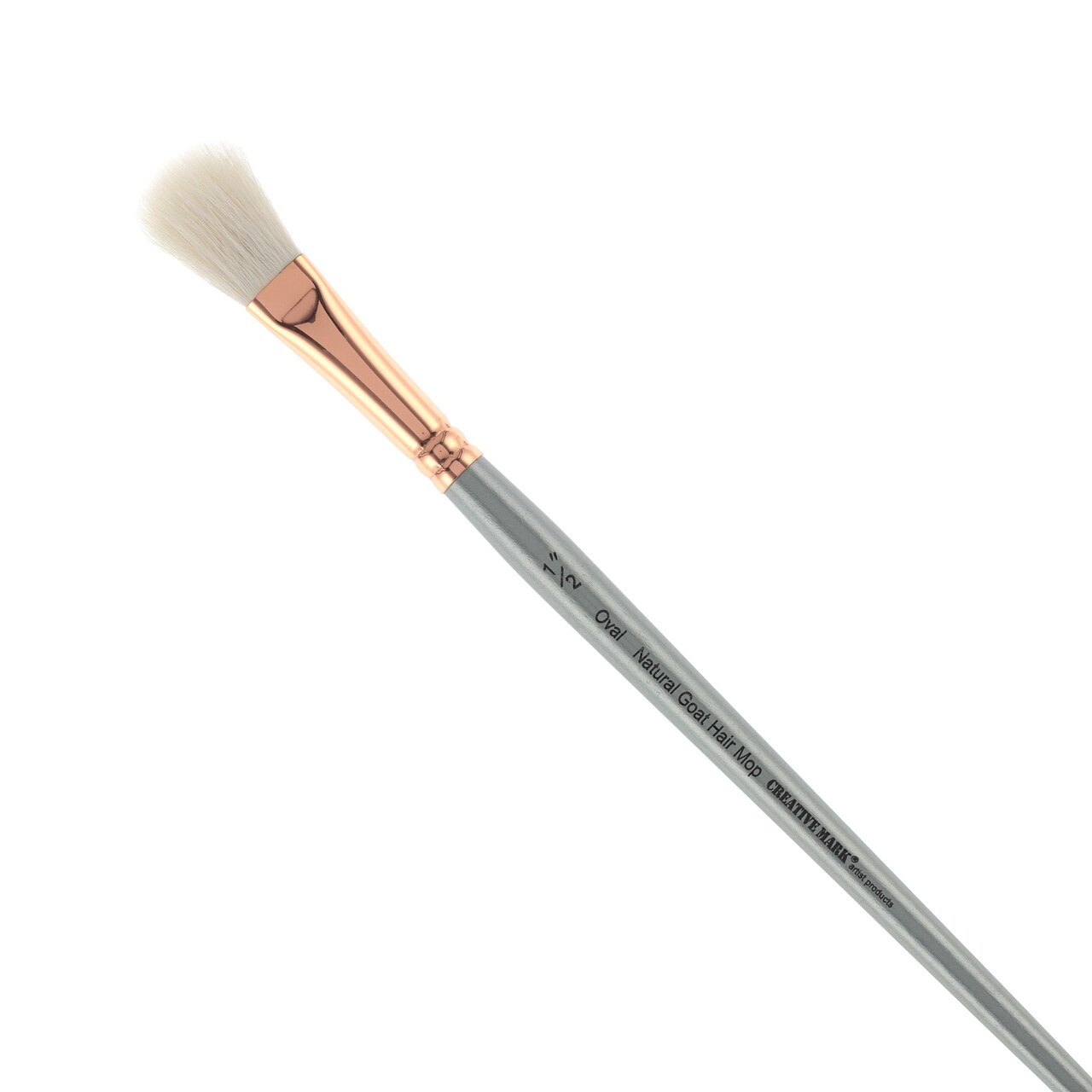 Creative Mark Goat Hair Mop Brush - Set of 2, 1/2" Oval, Natural Goat Hair for Watercolor, Oil, Acrylic & Makeup Blending – Ultra‑Soft White Hair – Short‑Handle, High‑Absorbency Artist Mop